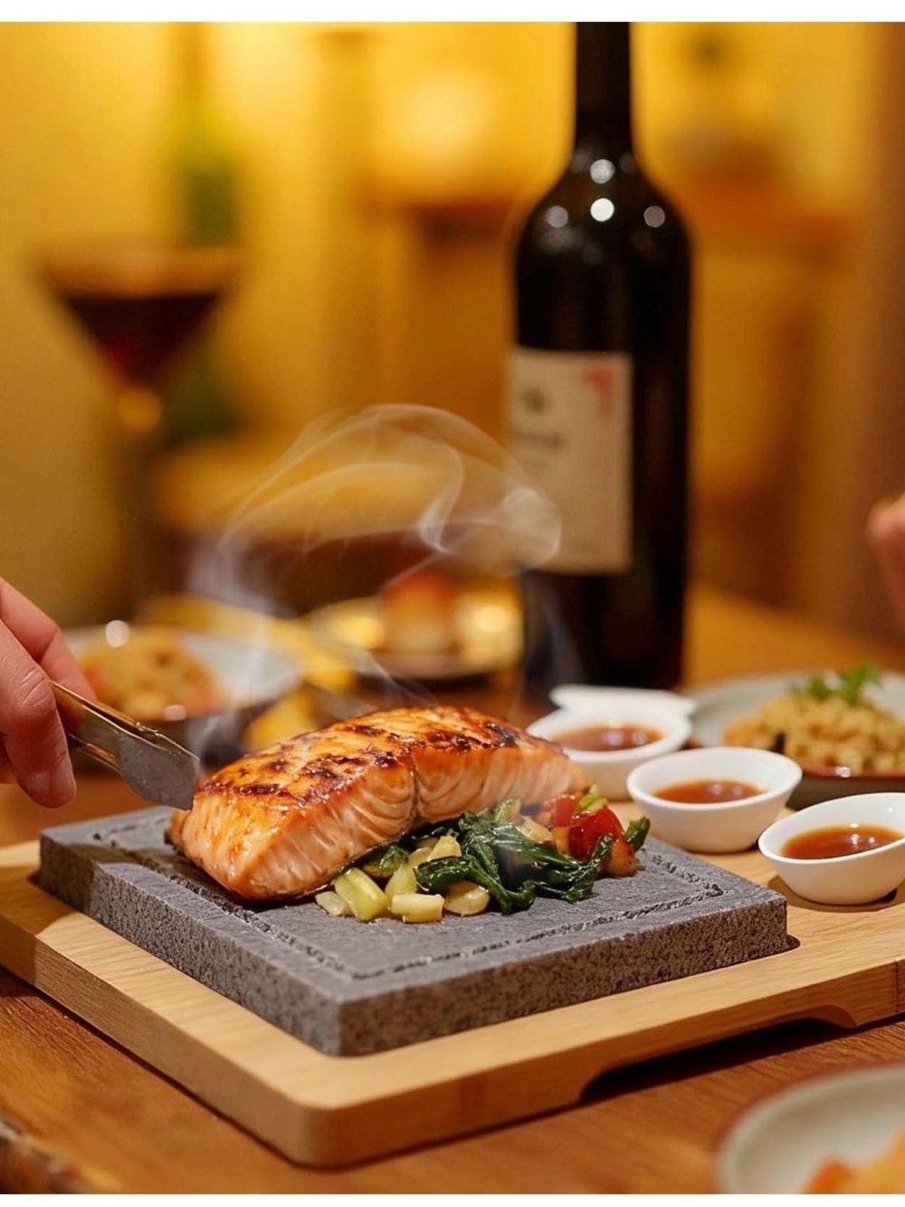 Hot Stone Steak Cooking Set – 2 Natural Granite Grill Stones + 1 Bamboo Tray ...